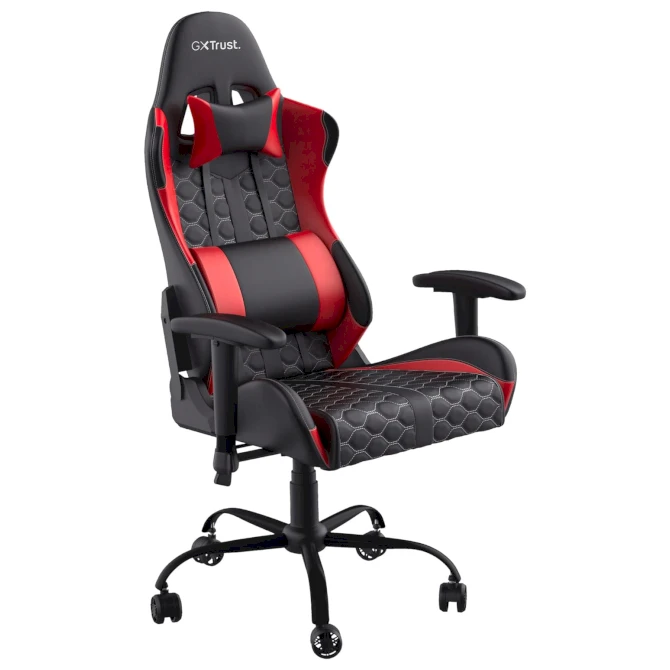 Trust GXT 708 Resto sedia gaming ergonomica nera con dettagli rossi, schienale alto, cuscini rimovibili e struttura in metallo