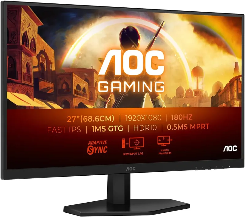 Monitor gaming AOC 27G42E da 27 pollici Full HD con pannello Fast IPS 180Hz e tempo di risposta 1ms, ottimo rapporto qualità prezzo per gaming competitivo