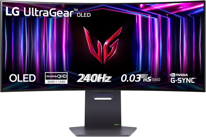 Monitor gaming LG 34GS95QE da 34 pollici, WQHD, 240Hz, OLED curvo, compatibile G-SYNC e FreeSync