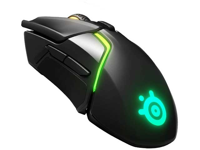 Mouse da gaming senza fili steelseries rival 650, un mouse dalle ottime prestazioni con illuminazione rgb e un sensore impeccabile