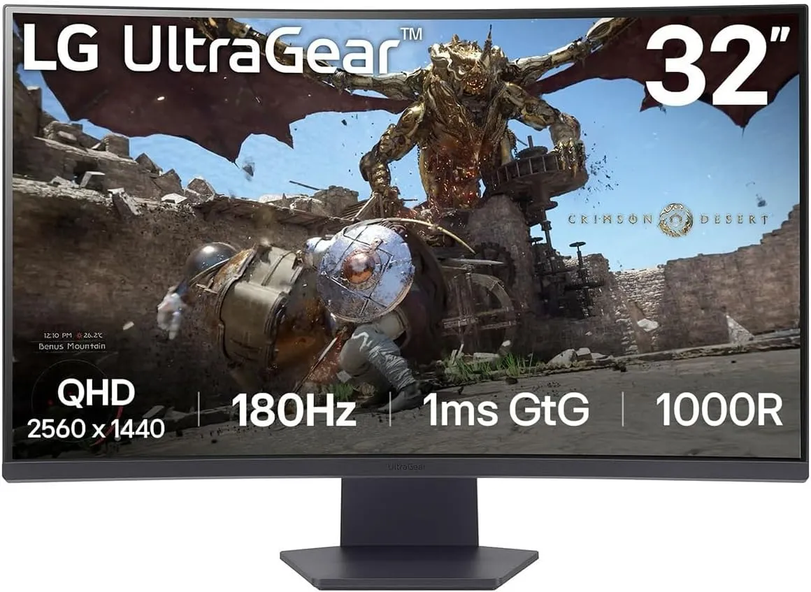 Monitor gaming LG UltraGear 32GS60QX-B QHD con alta risoluzione, frequenza di aggiornamento elevata e tempo di risposta rapido