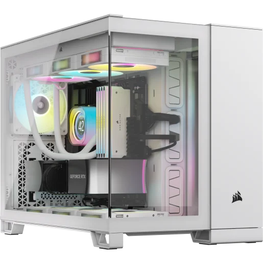 CORSAIR Case per PC Micro-ATX a doppia camera iCUE LINK 2500X RGB - Bianco