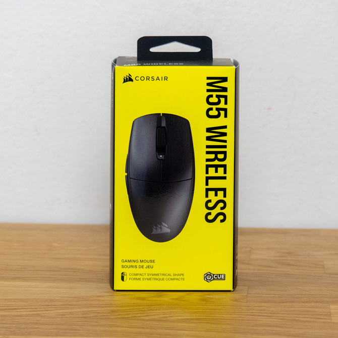 Immagine della scatola del mouse Corsair M55 Wireless