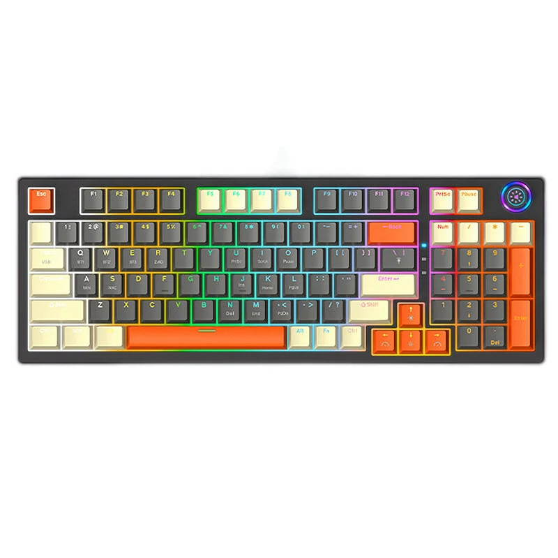 AIGUOXIN GK807 Tri-mode Mechanical Keyboard 96 Keys Hot Swappable Blue Switch RGB NKRO 2.4G/BT/Type-C Gaming Keyboard wi